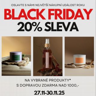 BLACK FRIDAY je tady!🖤 Oslavte s námi největší nákupní svátek se slevou 20% na vybrané produkty* - adventní sójové svíčky,...